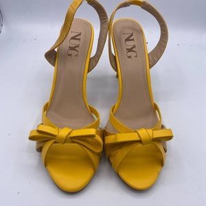 NUYG yellow peep toe bowknots stilettos sandals slingback heels pumps